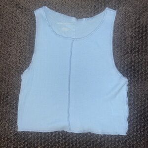 American Eagle blue cropped tank top with 2 fabrics